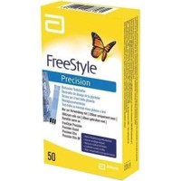 Abbott FreeStyle Precision Blood Glucoze Test Strips 50 Τεμάχια - Ταινίες Μέτρησης Σακχάρου / Γλυκόζης Αίματος Συμβατές Μόνο με τις Συσκευές FreeStyle Precision Neo, Libre & Libre 2