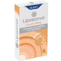 Quest LiposomaI Curcumin 600mg 30tabs - Συμπλήρωμα Διατροφής Κουρκουμίνης Λιποσωμικής Μορφής Αυξημένης Απορρόφησης & Βιοδιαθεσιμότητας με Ισχυρές Αντιφλεγμονώδες & Αντιοξειδωτικές Ιδιότητες