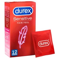 Durex Sensitive Thin Feel Condoms 12 Τεμάχια - Λεπτά Προφυλακτικά για Καλύτερη Αίσθηση με Κανονική Εφαρμογή