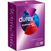 Durex Suprise Me Premium Variety Pack 40 Τεμάχια - Πακέτο που Περιλαμβάνει Ποικιλία Προφυλακτικών Διαφορετικού Πάχους & Σχήματος