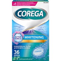Corega Whitening 36 Effer.Tabs - Καθαριστικά Δισκία Οδοντοστοιχιών, Καθαρίζουν σε Βάθος και Απομακρύνουν τους Επίμονους Λεκέδες
