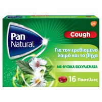 Pan Natural Cough 16 Raspberry Lozenges - Παστίλιες για Φυσική Ανακούφιση από τον Ερεθισμένο Λαιμό & το Βήχα, με Φυσικά Εκχυλίσματα & Γεύση Βατόμουρο