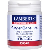 Lamberts Ginger Capsules 120mg, 60caps - Συμπλήρωμα Διατροφής Εκχυλίσματος Πιπερόριζας για Αντιμετώπιση Διαταραχών της Πέψης
