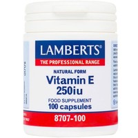Lamberts Vitamin E 250iu, 100caps - Συμπλήρωμα Διατροφής Βιταμίνης Ε Φυσικής Μορφής Κατά του Οξειδωτικού Στρες