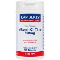 Lamberts Vitamin C Time Release 500mg, 100tabs - Συμπλήρωμα Διατροφής Βιταμίνης C Ελεγχόμενης Αποδέσμευσης για τη Σωστή Λειτουργία του Ανοσοποιητικού Συστήματος