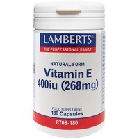 Lamberts Natural Form Vitamin E 400iu, 180caps - Συμπλήρωμα Διατροφής με Βιταμίνη Ε σε Φυσική Μορφή για Αντιοξειδωτική Δράση