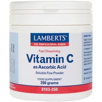 Lamberts Vitamin C as Ascorbic Acid 250g - Συμπλήρωμα Διατροφής Βιταμίνης C για Γρηγορότερη Απορρόφηση & Ενίσχυση Ανοσοποιητικού σε Σκόνη