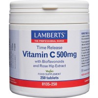 Lamberts Vitamin C Time Release 500mg, 250tabs - Συμπλήρωμα Διατροφής Βιταμίνης C Ελεγχόμενης Αποδέσμευσης για τη Σωστή Λειτουργία του Ανοσοποιητικού Συστήματος