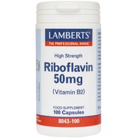 Lamberts Riboflavin 50mg, 100caps - Συμπλήρωμα Διατροφής Βιταμίνης Β2 (Ριβοφλαβίνης) για την Καλή Λειτουργία του Νευρικού Συστήματος & τη Μείωση της Κόπωσης