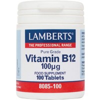 Lamberts Vitamin B12 100μg, 100tabs - Συμπλήρωμα Διατροφής Βιταμίνης Β12 για την Καλή Λειτουργία του Νευρικού & Κυκλοφορικού Συστήματος