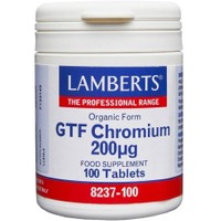 Lamberts GTF Chromium 200μg, 100tabs - Συμπλήρωμα Διατροφής με Χρώμιο που Συμβάλει στη Σταθεροποίηση του Επιπέδου Γλυκόζης στο Αίμα