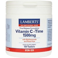 Lamberts Vitamin C Time Release 1500mg, 120tabs - Συμπλήρωμα Διατροφής Βιταμίνης C Ελεγχόμενης Αποδέσμευσης για τη Σωστή Λειτουργία του Ανοσοποιητικού Συστήματος