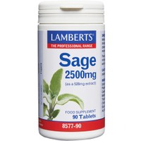 Lamberts Sage 2500mg 90tabs - Συμπλήρωμα Διατροφής Εκχυλίσματος Φασκόμηλου για την Αντιμετώπιση των Συμπτωμάτων της Εμμηνόπαυσης με Αντιοξειδωτικές Ιδιότητες