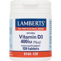 Lamberts Vitamin D3 400iu, 120tabs - Συμπλήρωμα Διατροφής με Βιταμίνη D3 για την Καλή Λειτουργία των Οστών & Ανοσοποιητικού