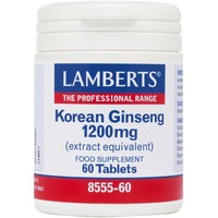 Lamberts Korean Ginseng 1200mg, 60tabs - Συμπλήρωμα Διατροφής Εκχυλίσματος Κορεάτικου Τζίνσενγκ για Ενέργεια & Τόνωση του Οργανισμού