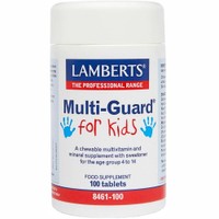 Lamberts Multi-Guard For Kids 100chew.tabs - Συμπλήρωμα Διατροφής με Συνδυασμό Βιταμινών, Μετάλλων & Ιχνοστοιχείων για Σωστή Ανάπτυξη, Ενέργεια & Ανοσοποιητικό για Παιδιά από 4-14 Ετών