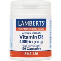 Lamberts Vitamin D3 4000iu, 120caps - Συμπλήρωμα Διατροφής με Βιταμίνη D3 για την Καλή Λειτουργία των Οστών, Δοντιών & Ανοσοποιητικού