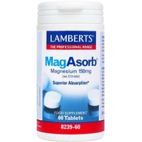 Lamberts MagAsorb 150mg, 60tabs - Συμπλήρωμα Διατροφής Μαγνησίου σε Κιτρική Μορφή για την Ανάπτυξη των Οστών & τη Σωστή Λειτουργία Νευρικού Συστήματος & των Μυών
