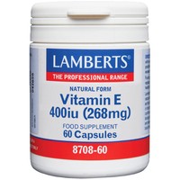 Lamberts Natural Form Vitamin E 400iu, 60caps - Συμπλήρωμα Διατροφής με Βιταμίνη Ε σε Φυσική Μορφή για Αντιοξειδωτική Δράση