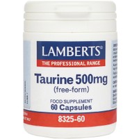 Lamberts Taurine 500mg, 60caps - Συμπλήρωμα Διατροφής Ταυρίνης για τη Φυσιολογική Λειτουργία του Εγκεφάλου, Πνευματική Ενίσχυση & Ενέργεια με Αντιοξειδωτικές Ιδιότητες