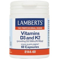 Lamberts Vitamis D3 1000iu & K2 90μg 60caps - Συμπλήρωμα Διατροφής με Υψηλής Ισχύος Σύμπλεγμα Βιταμίνης Κ2 & Βιταμίνης D3 για την Υγεία των Οστών
