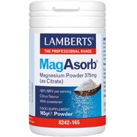 Lamberts MagAsorb Magnesium Powder 375mg,165g - Συμπλήρωμα Διατροφής Μαγνησίου σε Κιτρική Μορφή για την Ανάπτυξη των Οστών & τη Σωστή Λειτουργία Νευρικού Συστήματος & των Μυών σε Μορφή Σκόνης