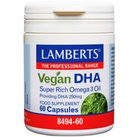 Lamberts Vegan DHA 60caps - Συμπλήρωμα Διατροφής με Ω3 από Θαλάσσια Άλγη για τη Φυσιολογική Λειτουργία του Εγκεφάλου & της Όρασης