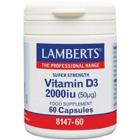 Lamberts Vitamin D3 2000iu, 60caps - Συμπλήρωμα Διατροφής με Βιταμίνη D3 για την Καλή Λειτουργία των Οστών & Ανοσοποιητικού