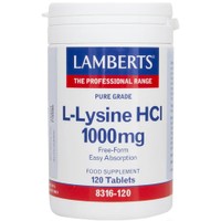 Lamberts L-Lysine HCI 1000mg, 120tabs - Συμπλήρωμα Διατροφής με Λυσίνη που για την Καλύτερη Απορρόφηση του Ασβεστίου Κατά του Ιού του Απλού Έρπητα