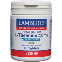 Lamberts L-Theanine Fast Release 200mg, 60tabs - Συμπλήρωμα Διατροφής Θειανίνης Ταχείας Αποδέσμευσης από Εκχύλισμα Πράσινου Τσαγιού με Αγχολυτική & Ηρεμιστική Δράση