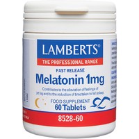 Lamberts Melatonin 1mg 60tabs - Συμπλήρωμα Διατροφής Μελατονίνης Ταχείας Αποδέσμευσης για Γρηγορότερο, Ευκολότερο & Ποιοτικότερο Ύπνο Κατά του Jet Lag