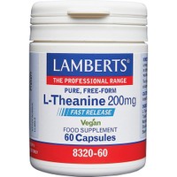 Lamberts L-Theanine Fast Release 200mg, 60caps - Συμπλήρωμα Διατροφής Θειανίνης Ταχείας Αποδέσμευσης από Εκχύλισμα Πράσινου Τσαγιού με Αγχολυτική & Ηρεμιστική Δράση