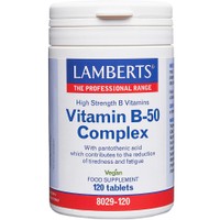 Lamberts Vitamin B-50 Complex 120tabs - Συμπλήρωμα Διατροφής Συμπλέγματος Βιταμινών Β Υψηλής Ισχύος για την Καλή Λειτουργία του Νευρικού Συστήματος, Τόνωση & Ενέργεια