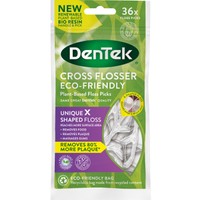Dentek Cross Flosser Plant-Based Unique X Shaped Floss Picks 36 Τεμάχια - Οδοντογλυφίδα με Οδοντικό Νήμα σε Σχήμα Χ για την Απομάκρυνση Περισσότερης Οδοντικής Πλάκας