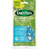 Dentek Sensitive Clean Plant-Based Floss Soft Ribbon Picks 36 Τεμάχια - Κυρτή Οδοντογλυφίδα με Οδοντικό Νήμα Ιδανική & για Καθαρισμό Γλώσσας