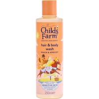 Childs Farm Peach & Apricot Hair & Body Wash 250ml - Απαλό Αφρόλουτρο & Σαμπουάν για Σώμα & Μαλλιά με Άρωμα Ροδάκινο & Βερίκοκο