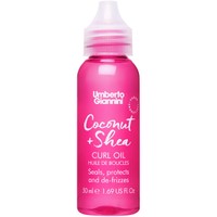 Umberto Giannini Coconut & Shea Curl Oil 50ml - Εξαιρετικά Ελαφρύ Έλαιο με Λάδι Καρύδας, Βούτυρο Καριτέ & Ελαιόλαδο για Προστασία της Τρίχας από το Σπάσιμο & τις Εξωτερικές Φθορές, Ιδανικό για Κυματιστά Μαλλιά ή με Μπούκλες