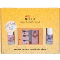 Miss Nella Glitter Manicute Set, 8ml (2x4ml) Nail Polish & Accessories Set 1 Τεμάχιο - Κιτ με 2 Μη Τοξικά Βερνίκια Νυχιών σε Διαφορετικές Αποχρώσεις & Σετ Αξεσουάρ Περιποίησης