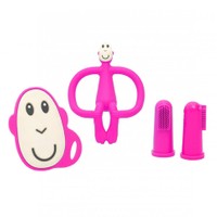 Matchstick Monkey Teething Starter Set Κωδ 241506, 1 Τεμάχιο - Pink - Μασητικό Σετ Σιλικόνης για Περιποίηση Δοντιών με Αντιμικροβιακή Προστασία