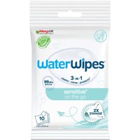 WaterWipes 99.9% Water On the Go Wipes 10 Τεμάχια - Μαντηλάκια Καθαρισμού Ενηλίκων Χωρίς Πλαστικό από 100% Φυτικές Ίνες & Νερό με μία Σταγόνα Εκχυλίσματος Σπόρων Grapefruit για Χρήση Παντού