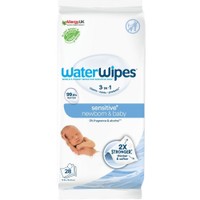 WaterWipes Sensitive+ Newborn & Baby Wipes 0m+, 28 Τεμάχια - Άοσμα Μωρομάντηλα Καθαρισμού με 99.9% Νερό & 0.01% Εκχύλισμα από Σπόρους Γκρέιπφρουτ