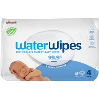 WaterWipes Baby Wipes 0m+, 240 Τεμάχια (4x60 Τεμάχια) - Άοσμα Μωρομάντηλα Καθαρισμού με 99.9% Νερό & 0.01% Εκχύλισμα από Σπόρους Γρκέιπφρουτ