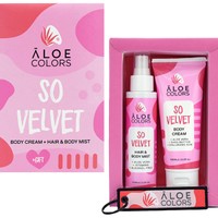 Aloe Colors Promo So Velvet Body Cream 100ml, So Velvet Hair & Body Mist 100ml & Δώρο Μπρελόκ 1 Τεμάχιο - Ενυδατική Κρέμα Σώματος & Ενυδατικό Spray για Σώμα - Μαλλιά με Σαγηνευτικό Άρωμα