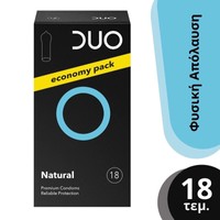 Duo Natural Premium Condoms Economy Pack 18 Τεμάχια - Φυσικό Προφυλακτικό για να Νιώθετε Ασφαλής σε Κάθε Περίσταση