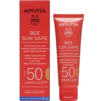 Apivita Bee Sun Safe Anti-Spot & Anti-Age Defence Face Cream Spf50 Tinted 50ml - Αντηλιακή Κρέμα Προσώπου Κατά των Πανάδων & των Ρυτίδων, Υψηλής Προστασίας με Χρώμα