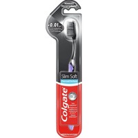 Colgate Charcoal Slim Soft Toothbrush 1 Τεμάχιο - Μωβ - Οδοντόβουρτσα με Εξαιρετικά Λεπτές - Απαλές Ίνες Καθαρισμού, Εμποτισμένες με Ξυλάνθρακα