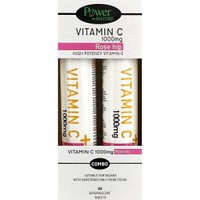 Power Health Promo High Potency Vitamin C 1000mg Rose Hip 40 Effer.tabs (2x20 Effer.tabs) - Συμπλήρωμα Διατροφής με Βιταμίνη C Υψηλής Ισχύος & Εκχύλισμα Αγριοτριανταφυλλιάς για Αντιοξειδωτική Προστασία & Ενίσχυση του Ανοσοποιητικού Συστήματος