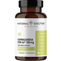 Natural Doctor Ashwagandha KSM-66 500mg 60veg.caps - Συμπλήρωμα Διατροφής με Εκχύλισμα Ρίζας Βιθάνιας KSM-66 για Αντιμετώπιση Άγχους & Στρες, Βελτίωση Ύπνου & Ενέργεια