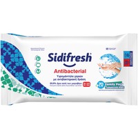 Sidifresh Antibacterial Wet Wipes 70 Τεμάχια - Υγρομάντηλα για Αντιμικροβιακή Δράση & Ενυδάτωση με Αλόη, Έλαιο Τεϋόδεντρου & Πράσινο Τσάι