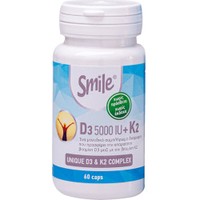 Smile Vitamin D3 5000IU + K2 60caps - Συμπλήρωμα Διατροφής Βιταμίνης D3 & Κ2 για την Ενίσχυση του Ανοσοποιητικού, Καλή Λειτουργία των Οστών - Δοντιών & Φυσιολογική Πήξη του Αίματος